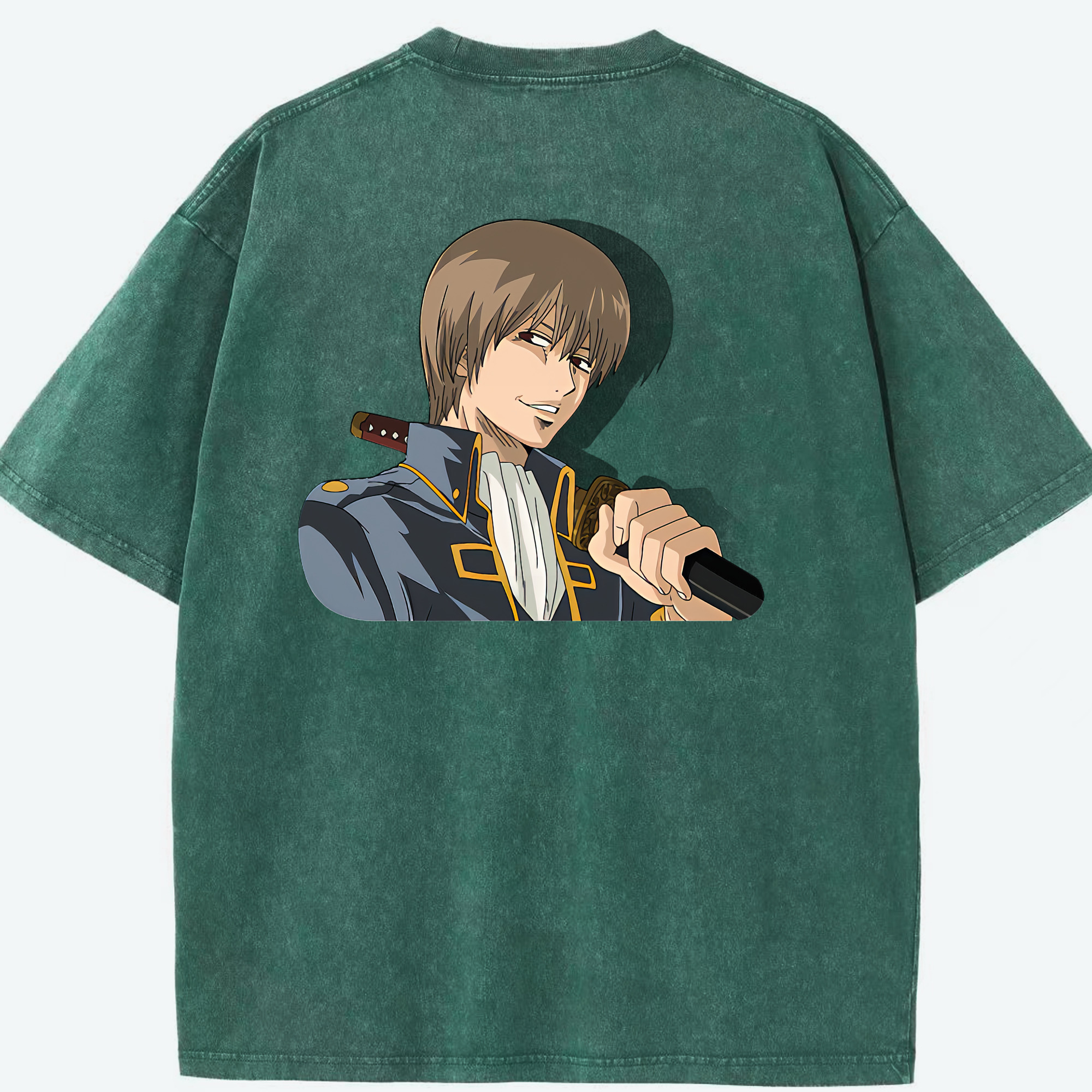 （画像用） ぎんたま 坂田銀時（さかたぎんとき） 神楽 志村新八（しむら しんぱち） GINTAMA Sakata Gintoki Kagura Shimura Shinpachi 綿100% ヴィンテージ風 半袖Tシャツ（背面プリント）
